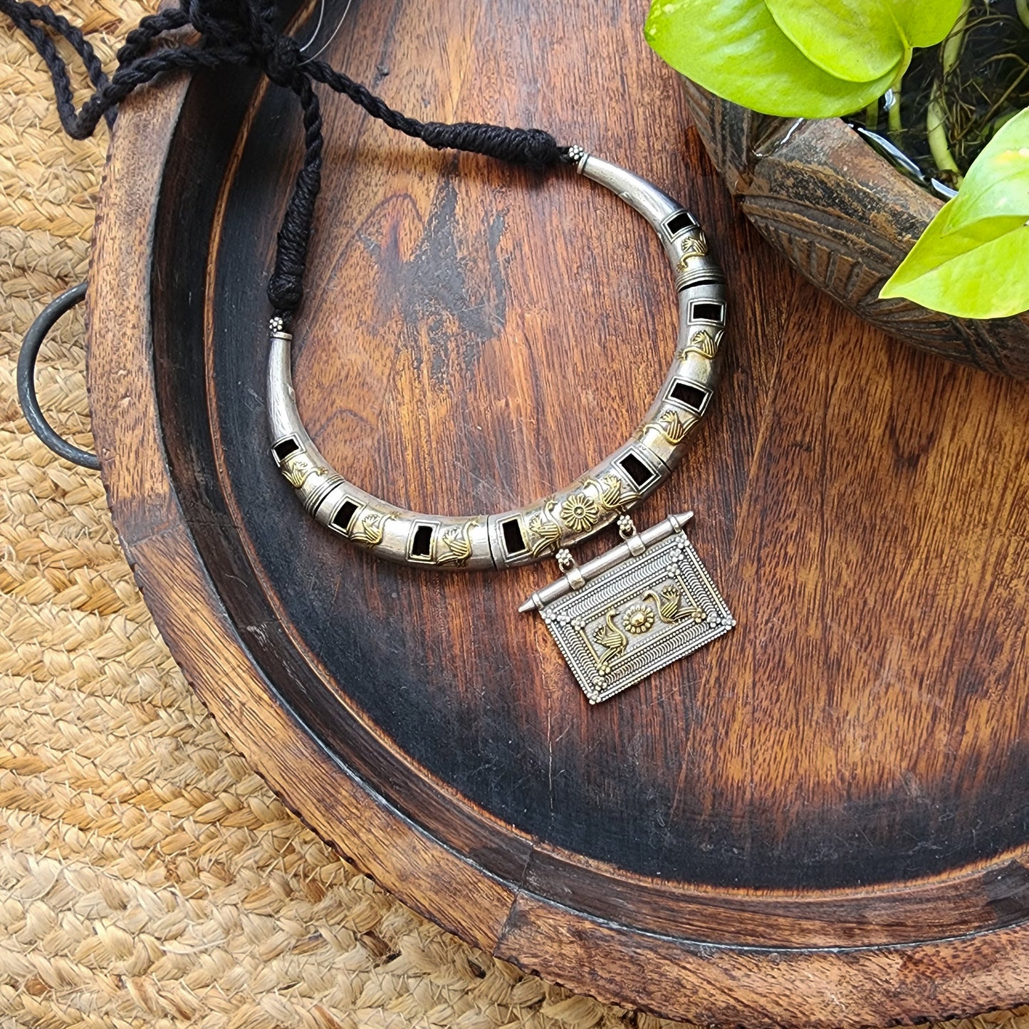 Neckpiece -Beautiful Silver With German Oxidised Hasli
