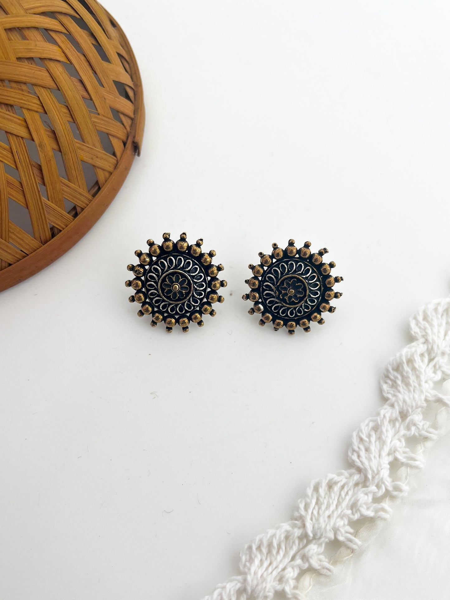 Abhimaya - German Silver Dual Tone Mandala Studs