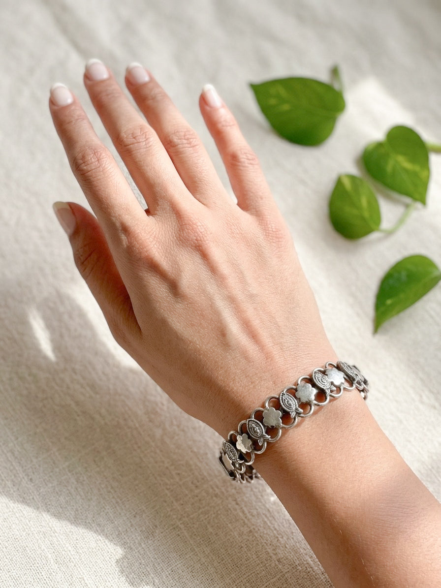 AROHI - Brass Fish And Flower Kada Bracelet