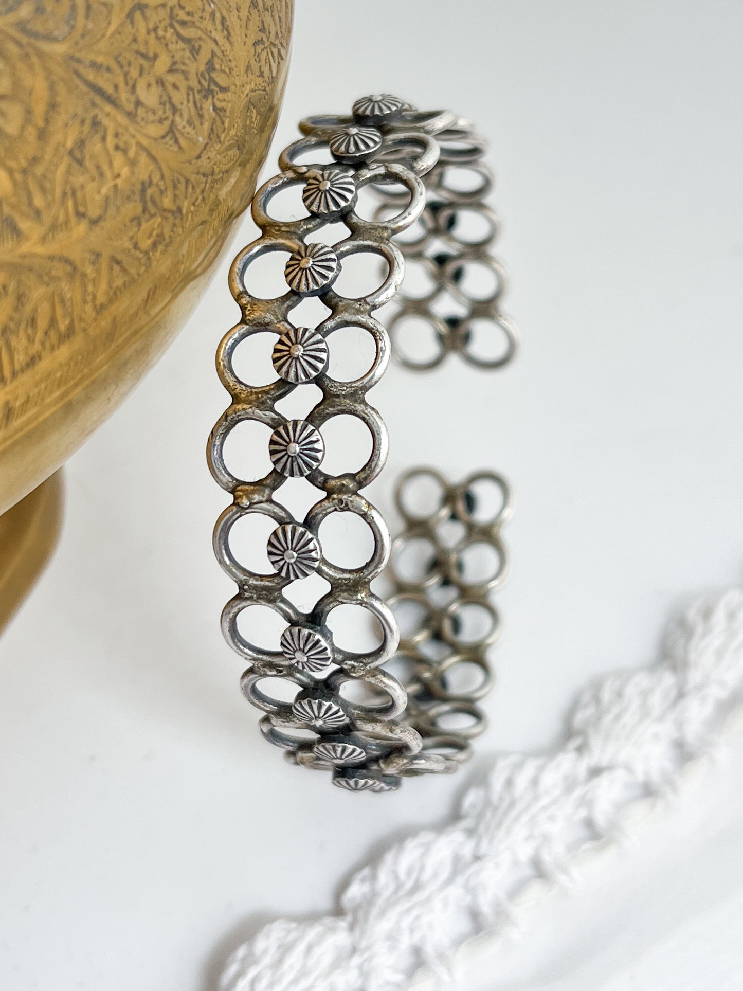 AROHI - Brass Light Weight Kada With Silver Plating With Flowers