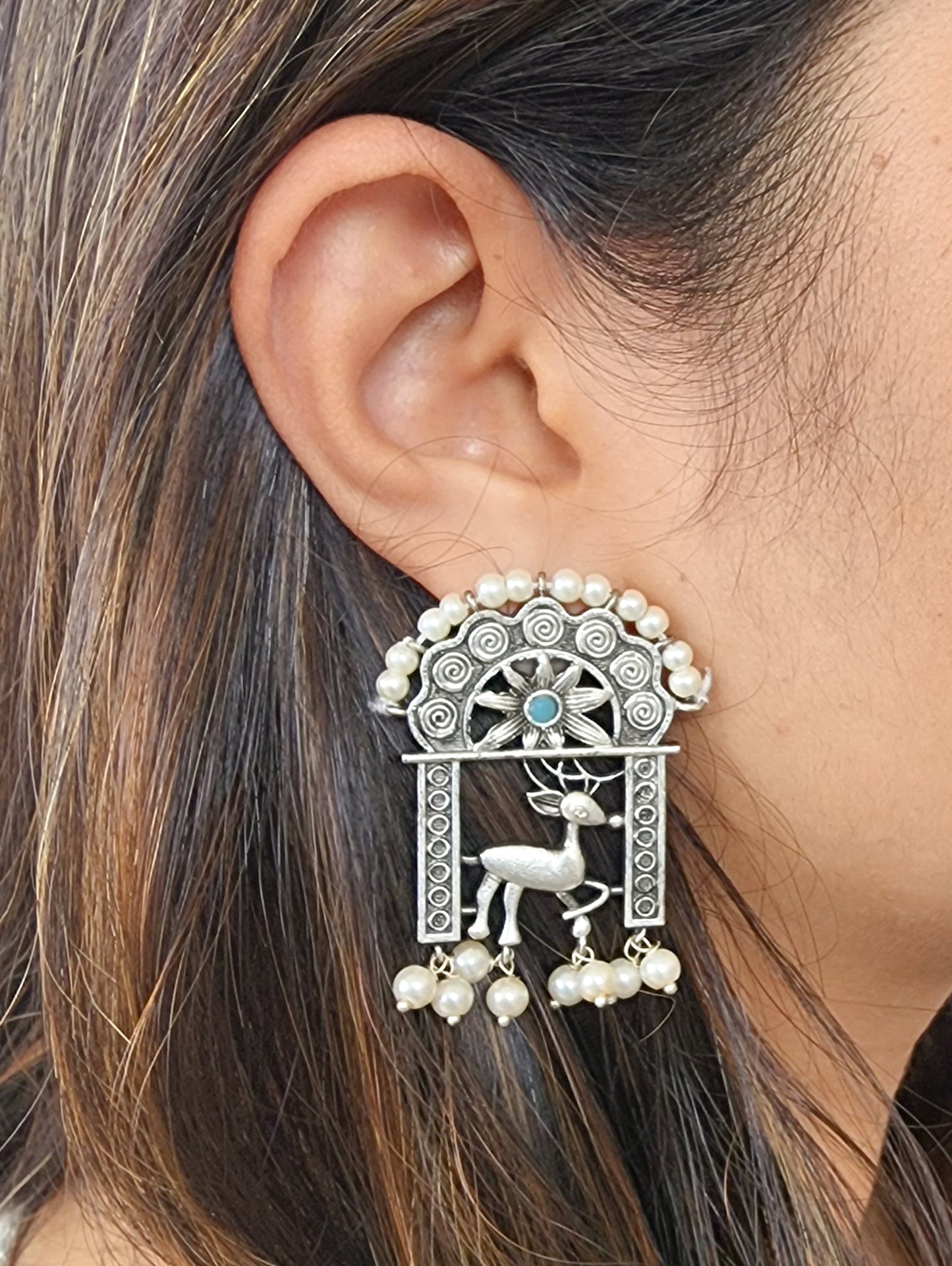 BALAMANI-Trible Deer German Oxidized Earring