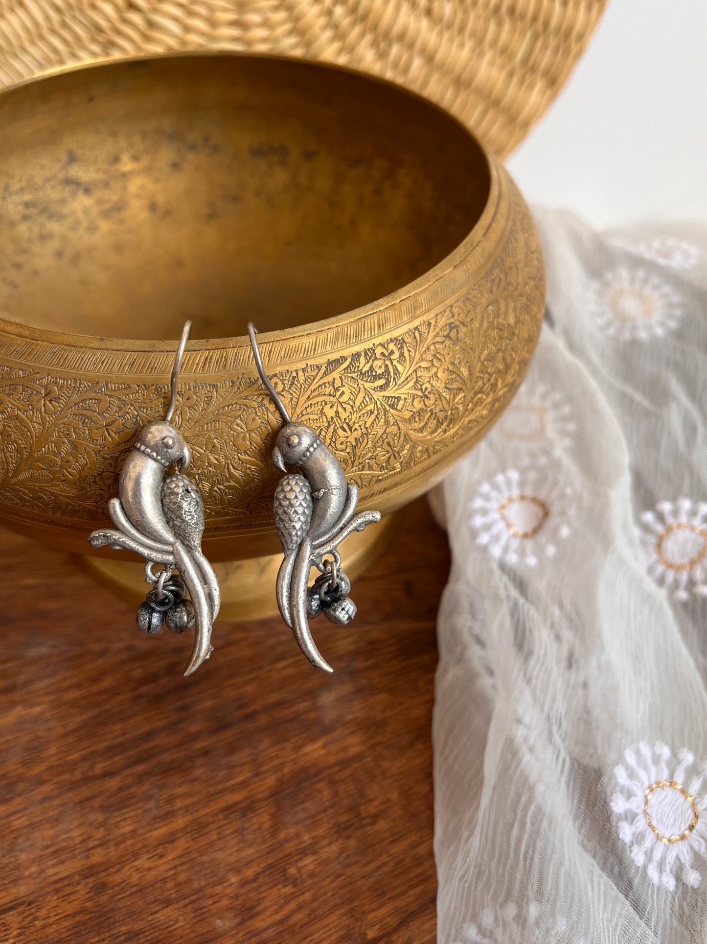 BULBUL- German Silver Bird Earing