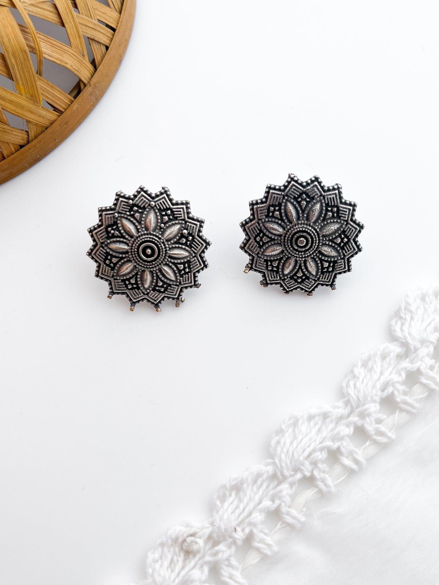 Chandratal - Silver Oxidised Studs