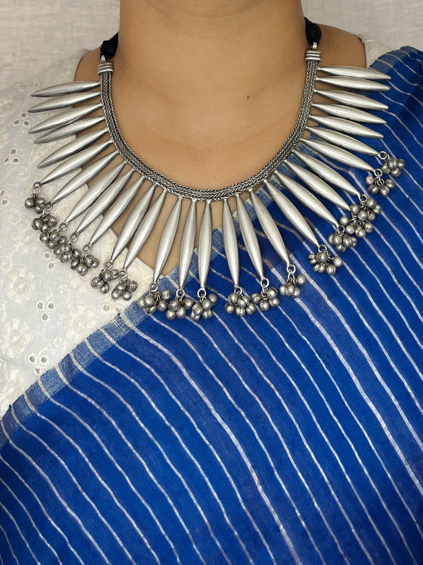 Gungroo Oxidized Silver Neck Piece