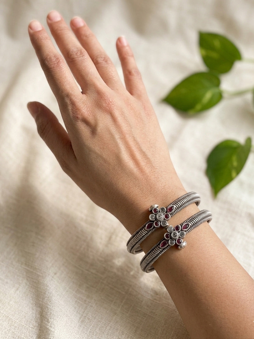 HEERA - Germna Silver Kada (Pack Of Two)