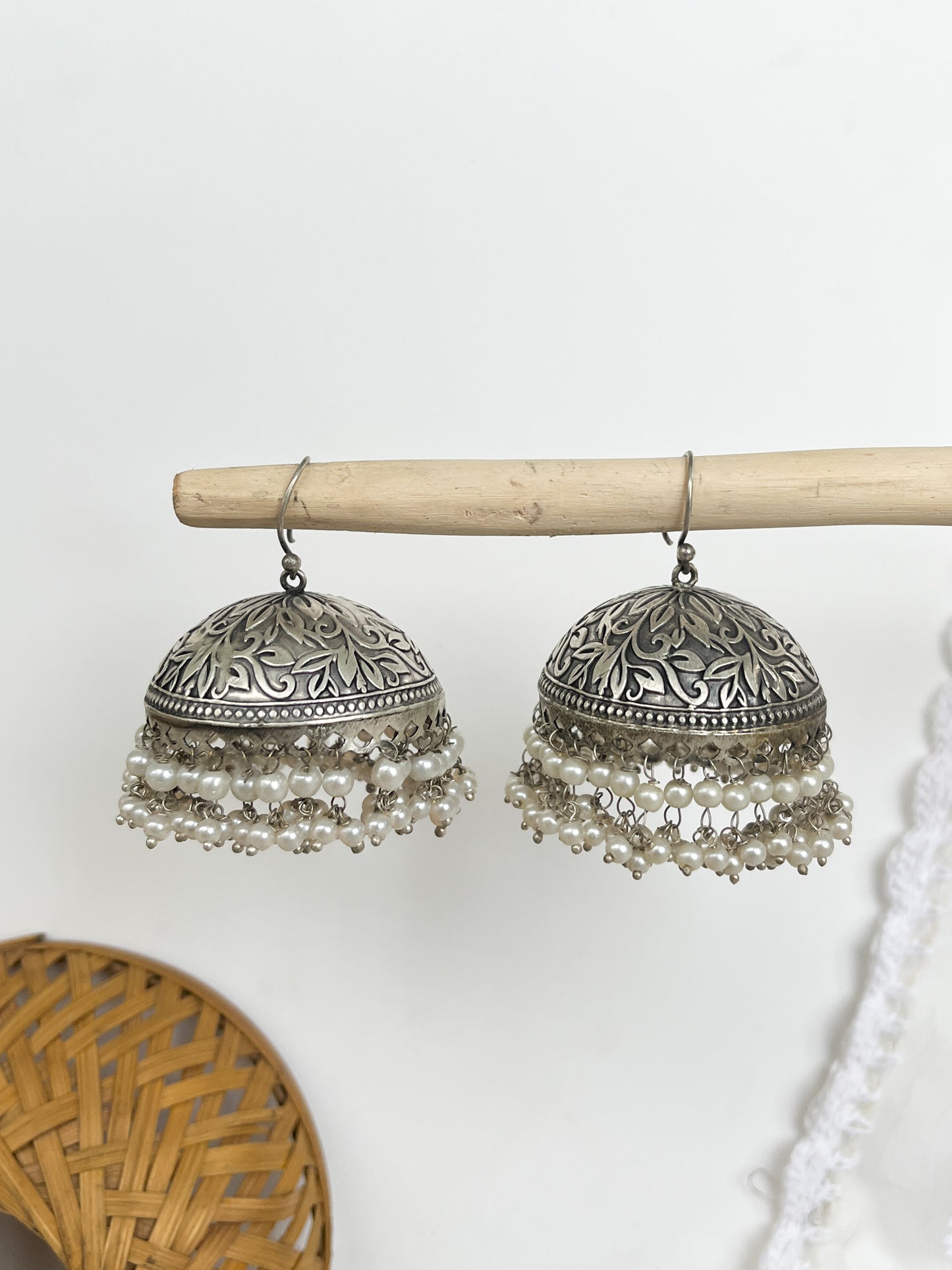 DHRITI-Silver Mix Metal Jhumkas