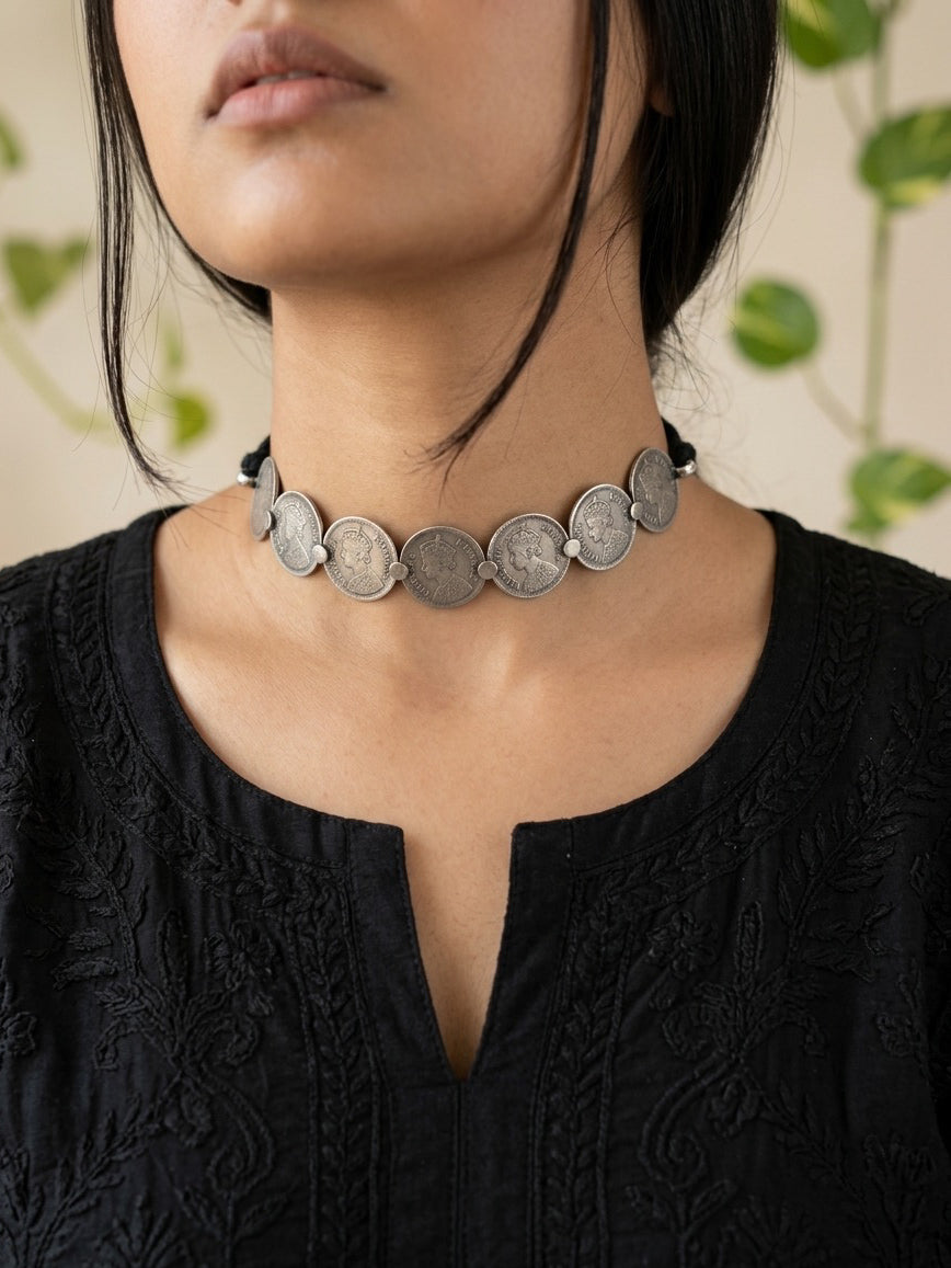 PRITHVI - Brass Silver Plated Chocker