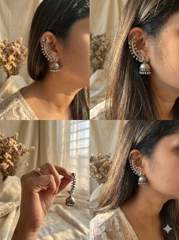 Rohini - Silver Oxidised Earcuff