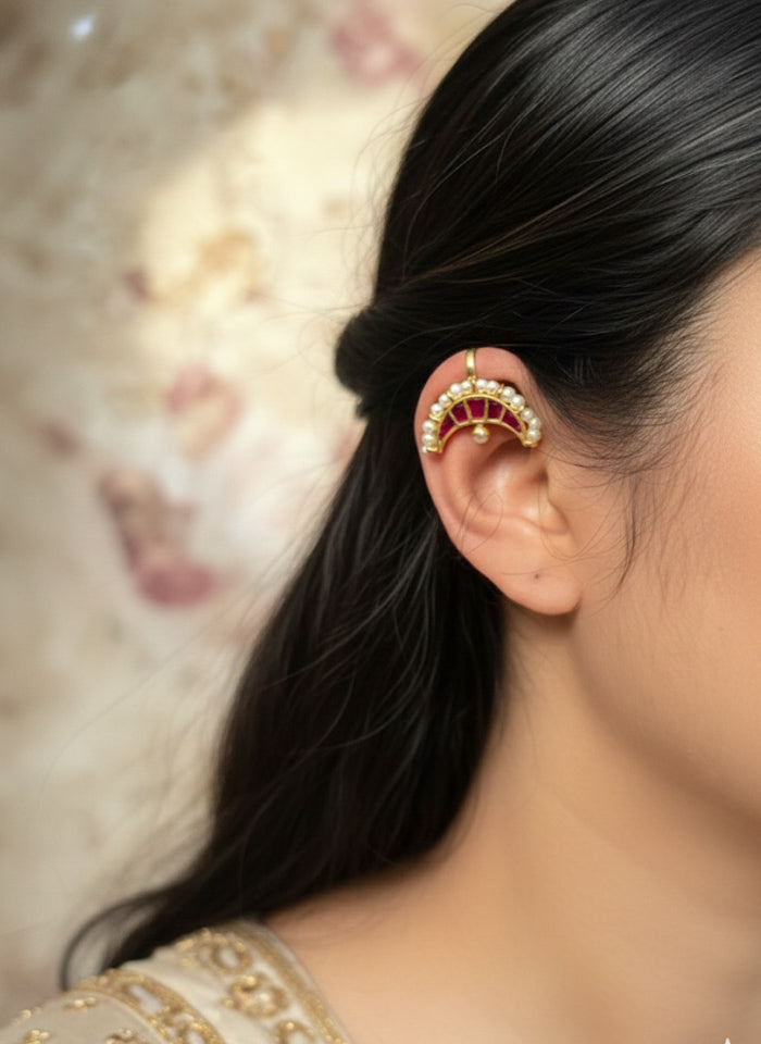 Tarabai - Pink Chandra Gold Finish Bugadi