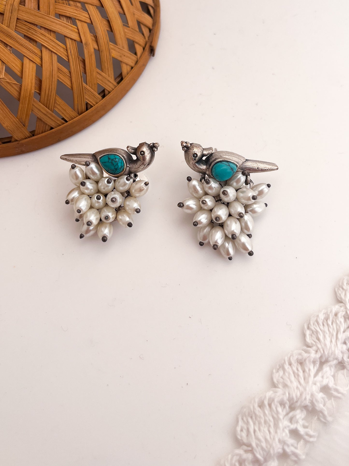 Firdaus- German oxidised Studs Sea Blue