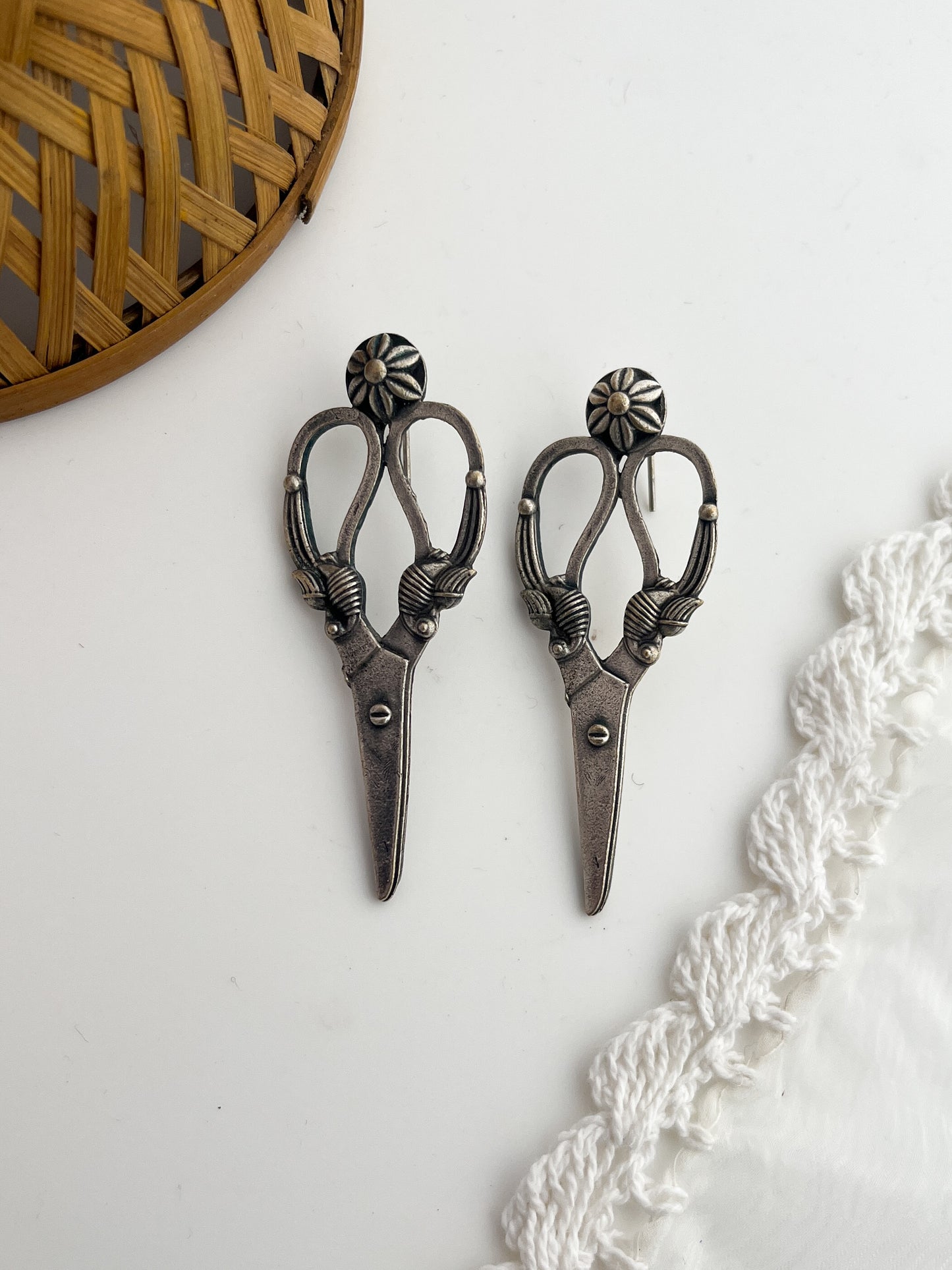 Kaichi - German Silver Scissors Studs