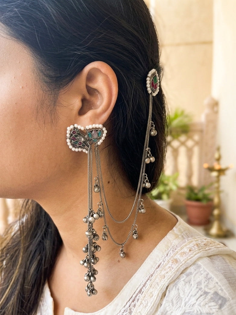 KASHMIR KALI - German Silver Ghungroo Earrings
