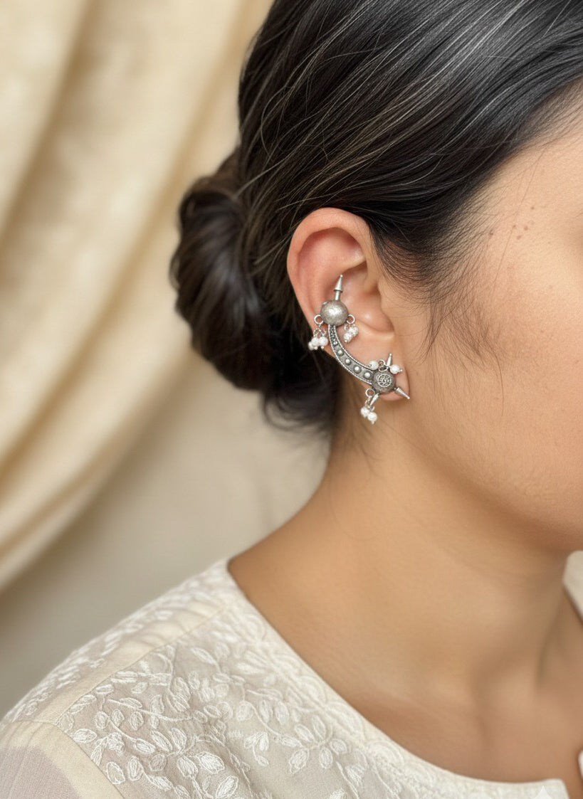 Kriti - Silver Oxidised Earcuff