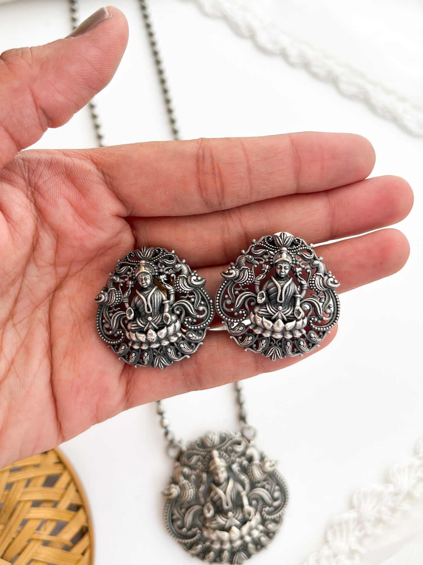 Lalita - Silver Oxidized Durga Long Neckpiece
