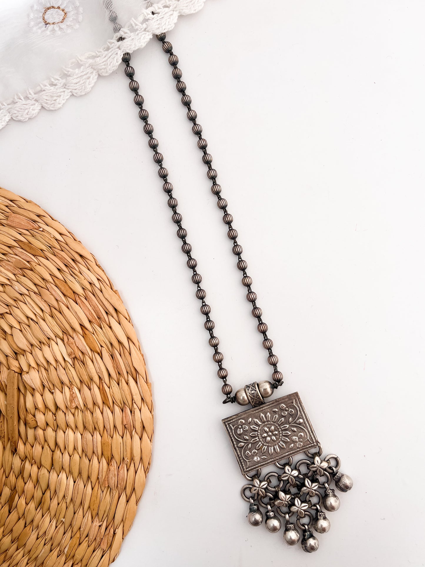 MAHIRA - German Silver Tabiz Pendant Matarmala