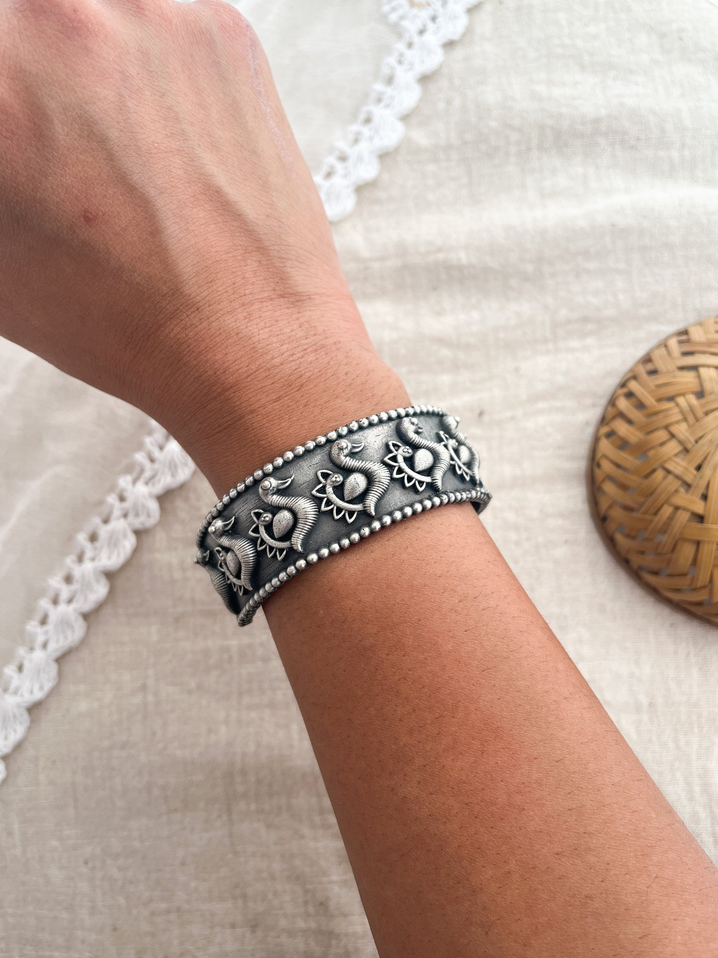 Meera - Silver Oxidised Kada