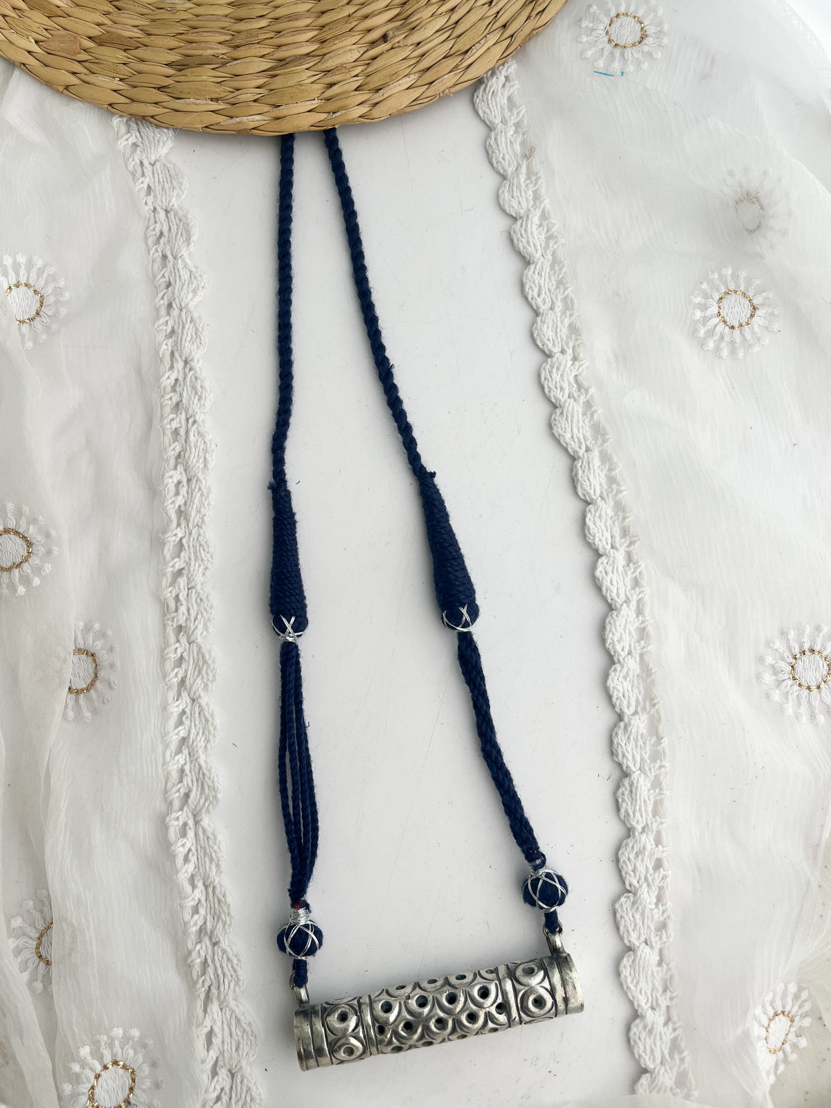 MONA - Brass Locket With Silver Plating Dark Blue