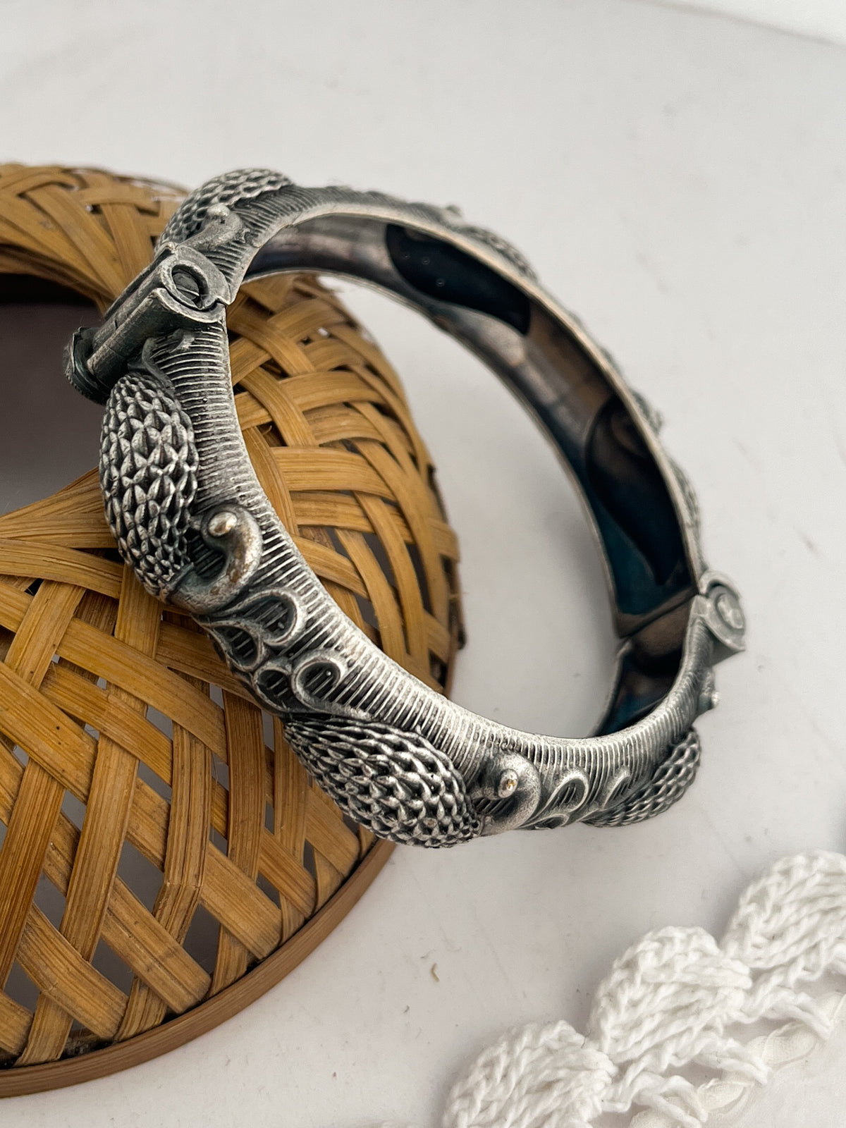 MORNI - Brass Kada Bangle With Silver Plating