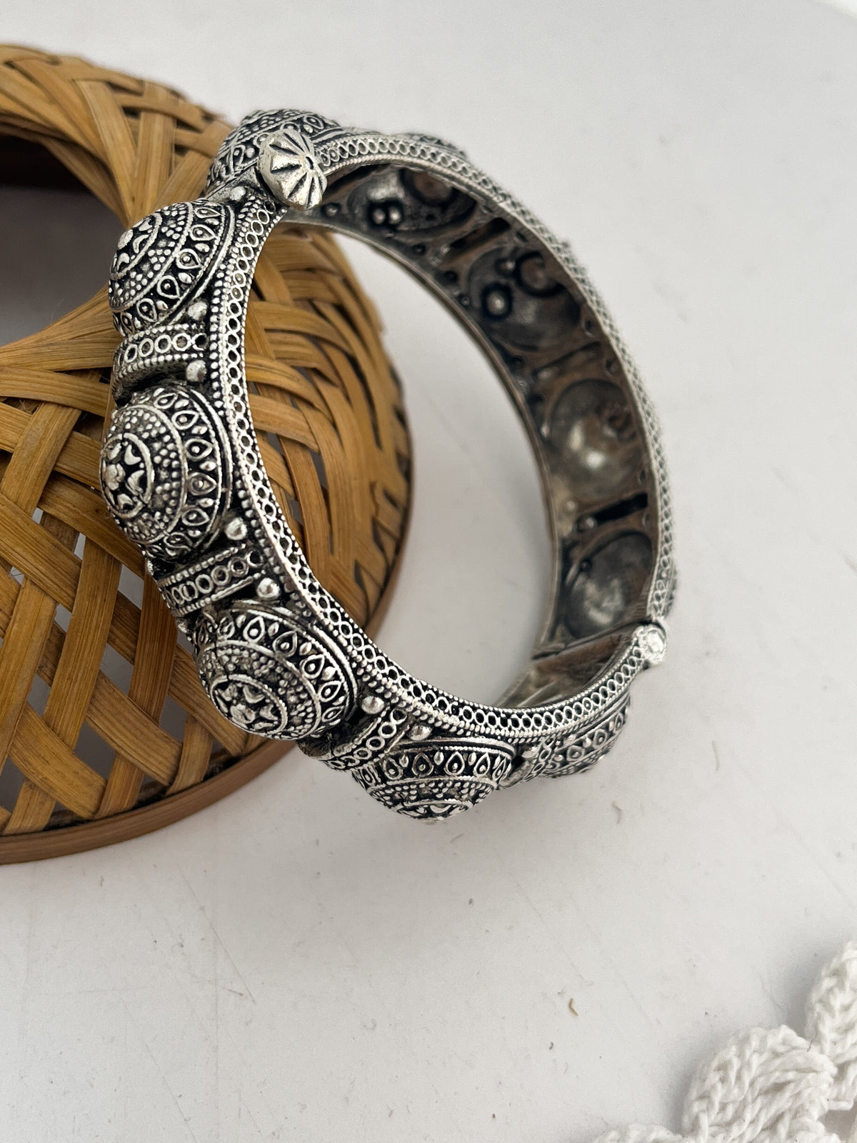 MRIDULA- Brass Kada Bangle With Silver Plating