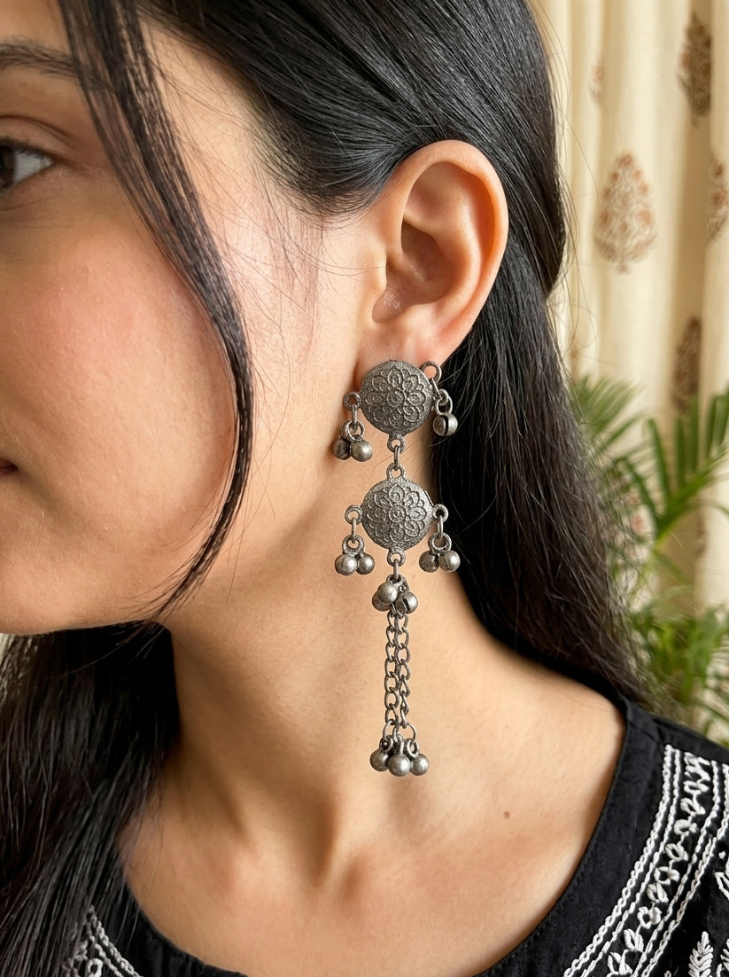 MRUDANG - Black Polish Light Weight Mix Metal Dangler