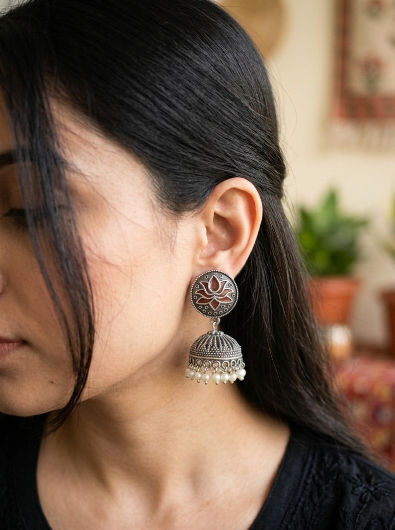 MUKTI- Brass With Silver Plating Jhumka