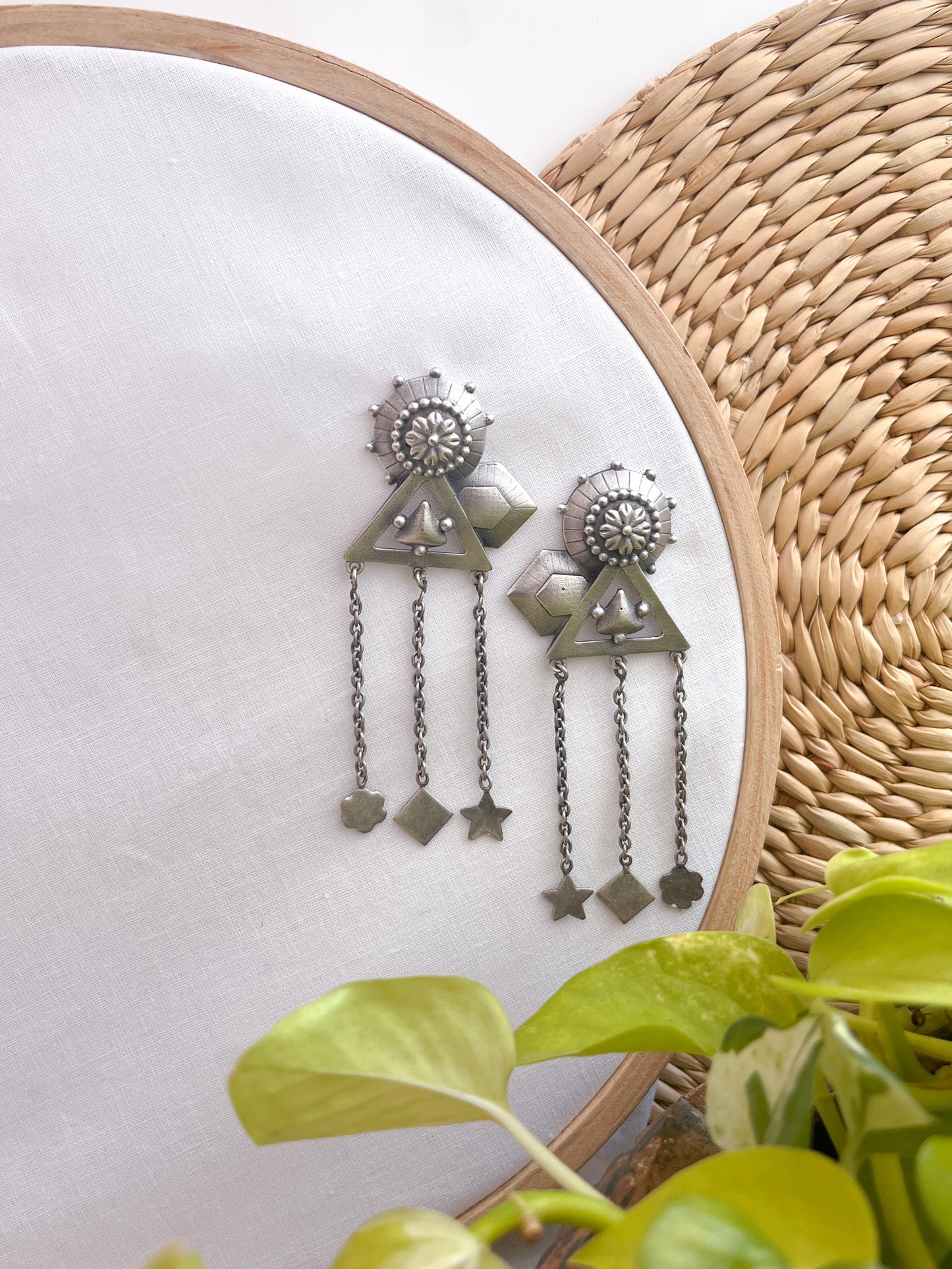 MYRA - German Silver Dangler Earrings