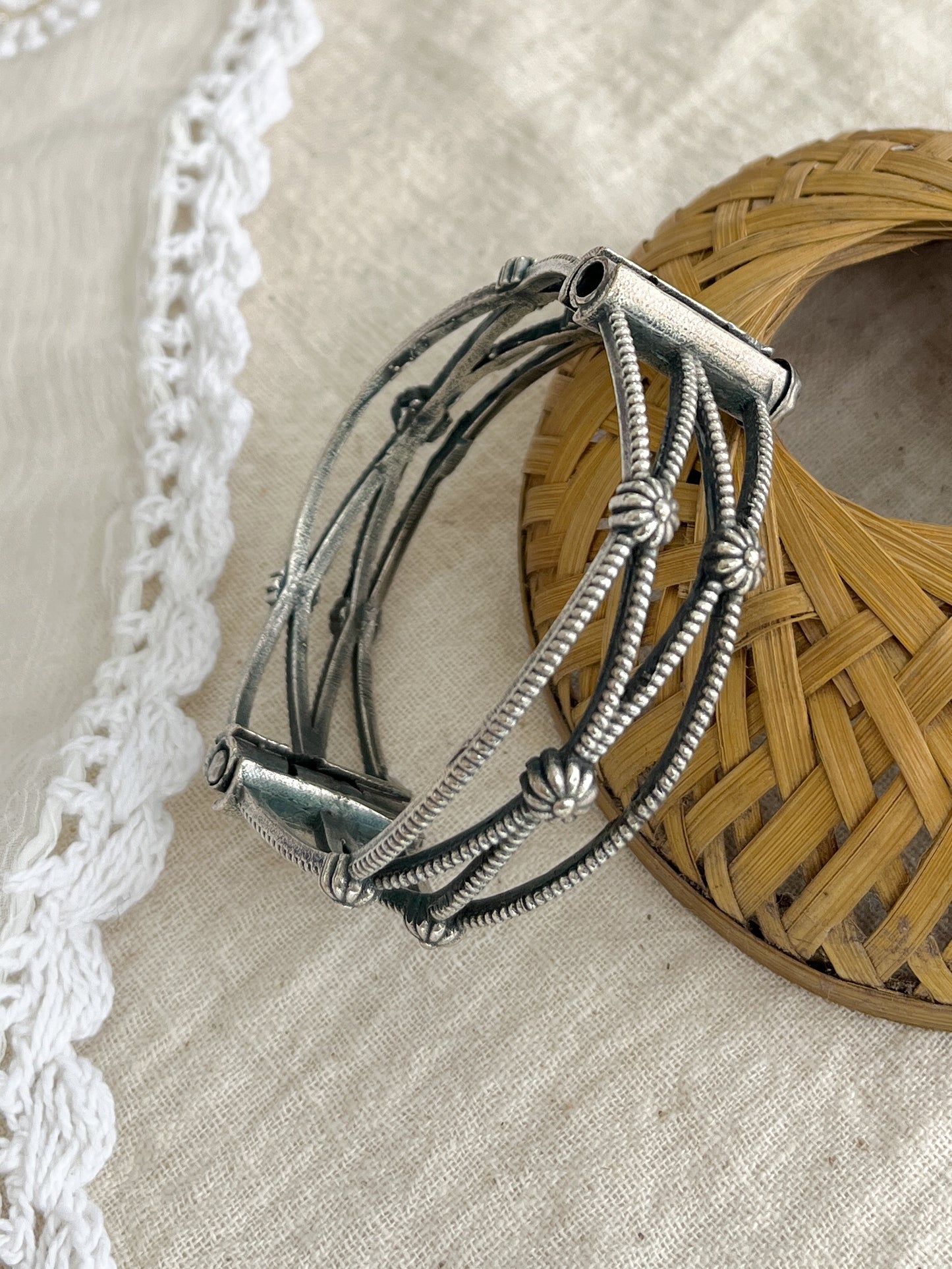 Pavitra Silver Oxidized Kada Bangle