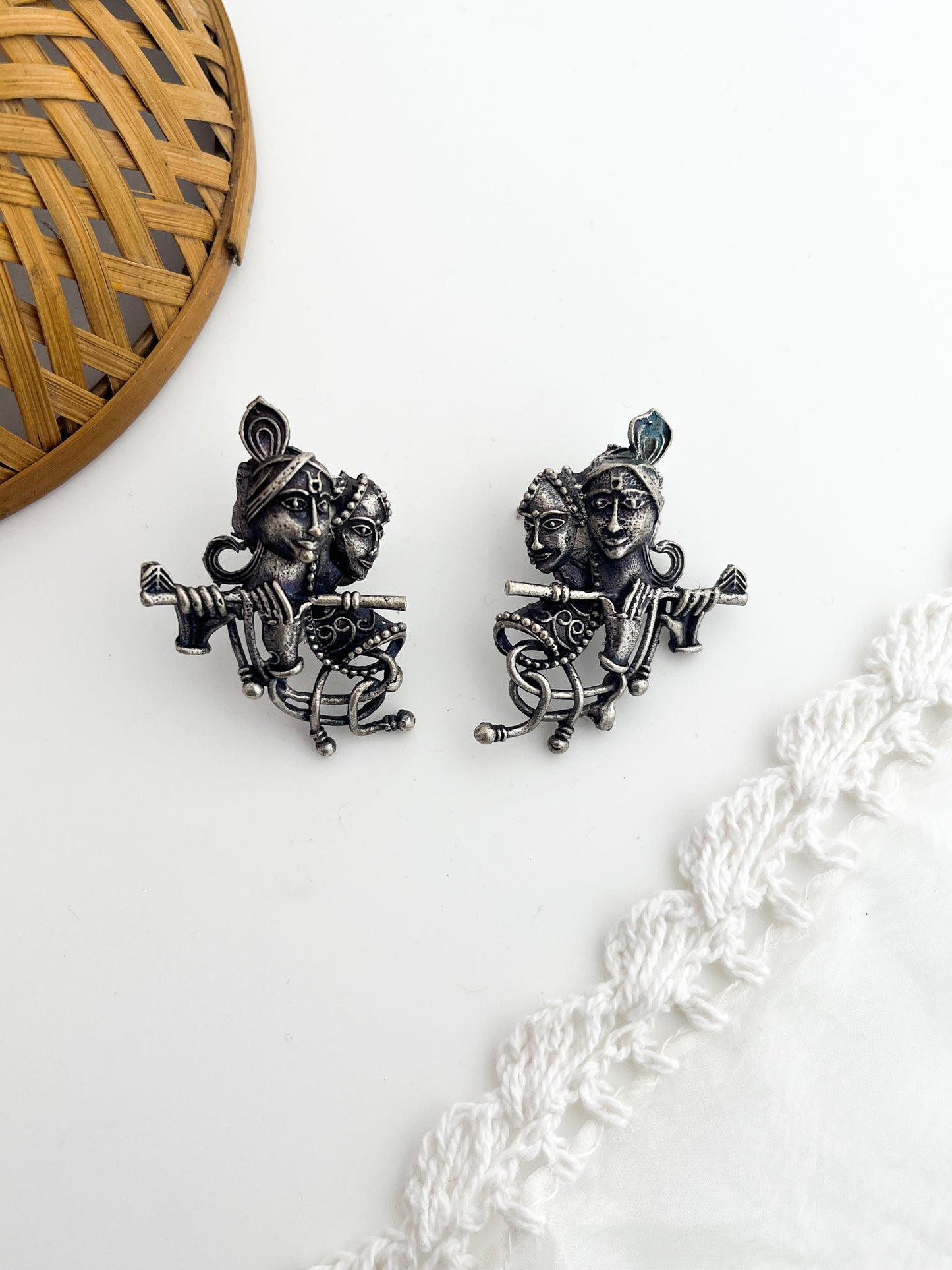 Radha - German Silver Radha Krishna Studs