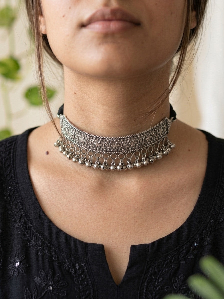RADHIKA - Brass Chocker With Silver Plating