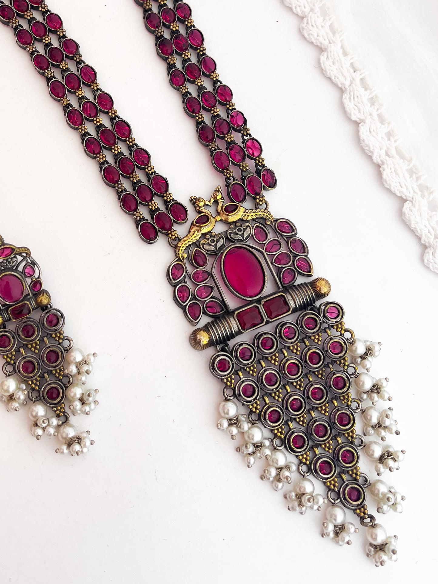RADHIKA - Dual Tone German Silver Stone Neckpiece Set