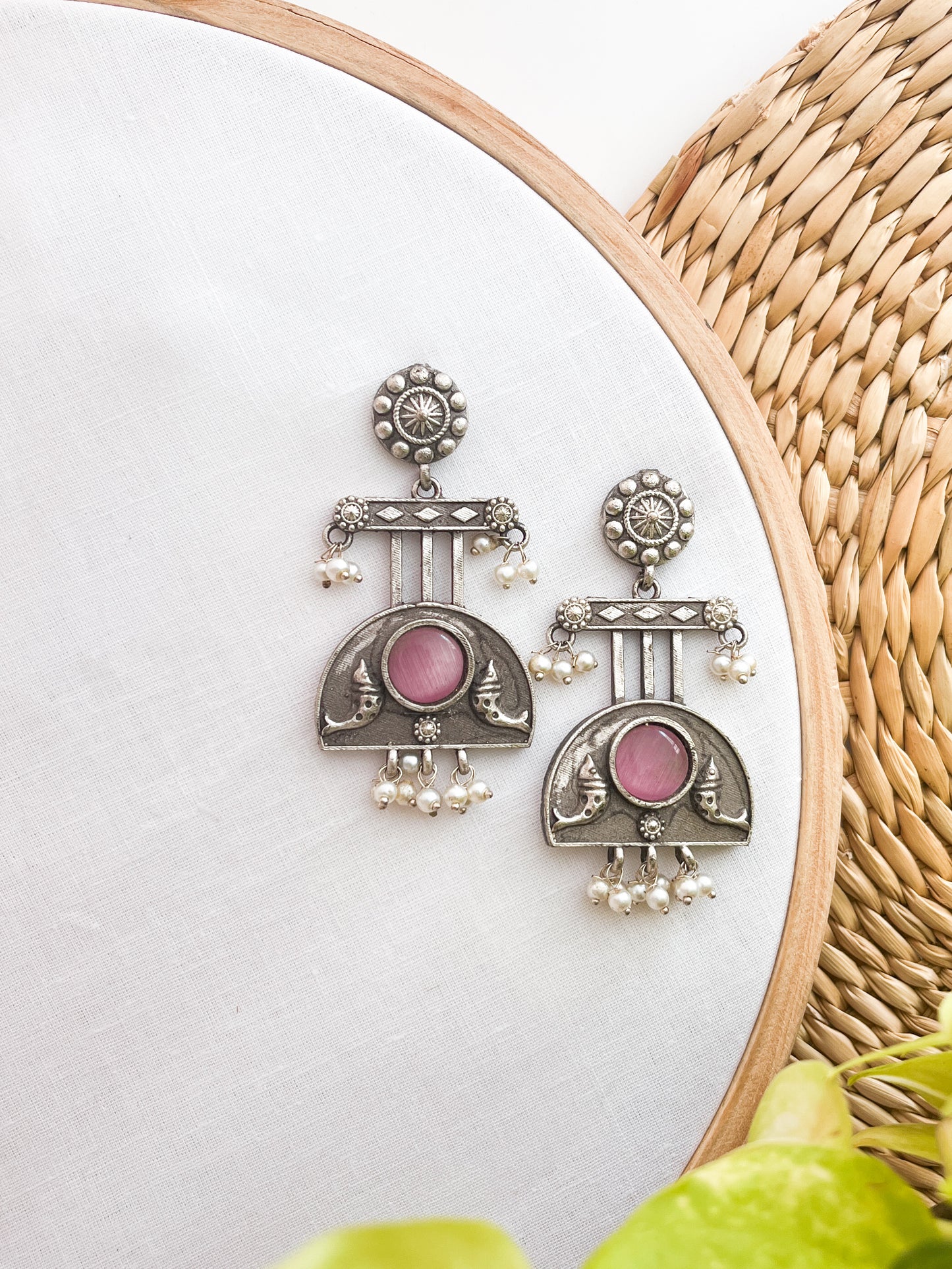 RAHA- German Silver Tribal Earrings