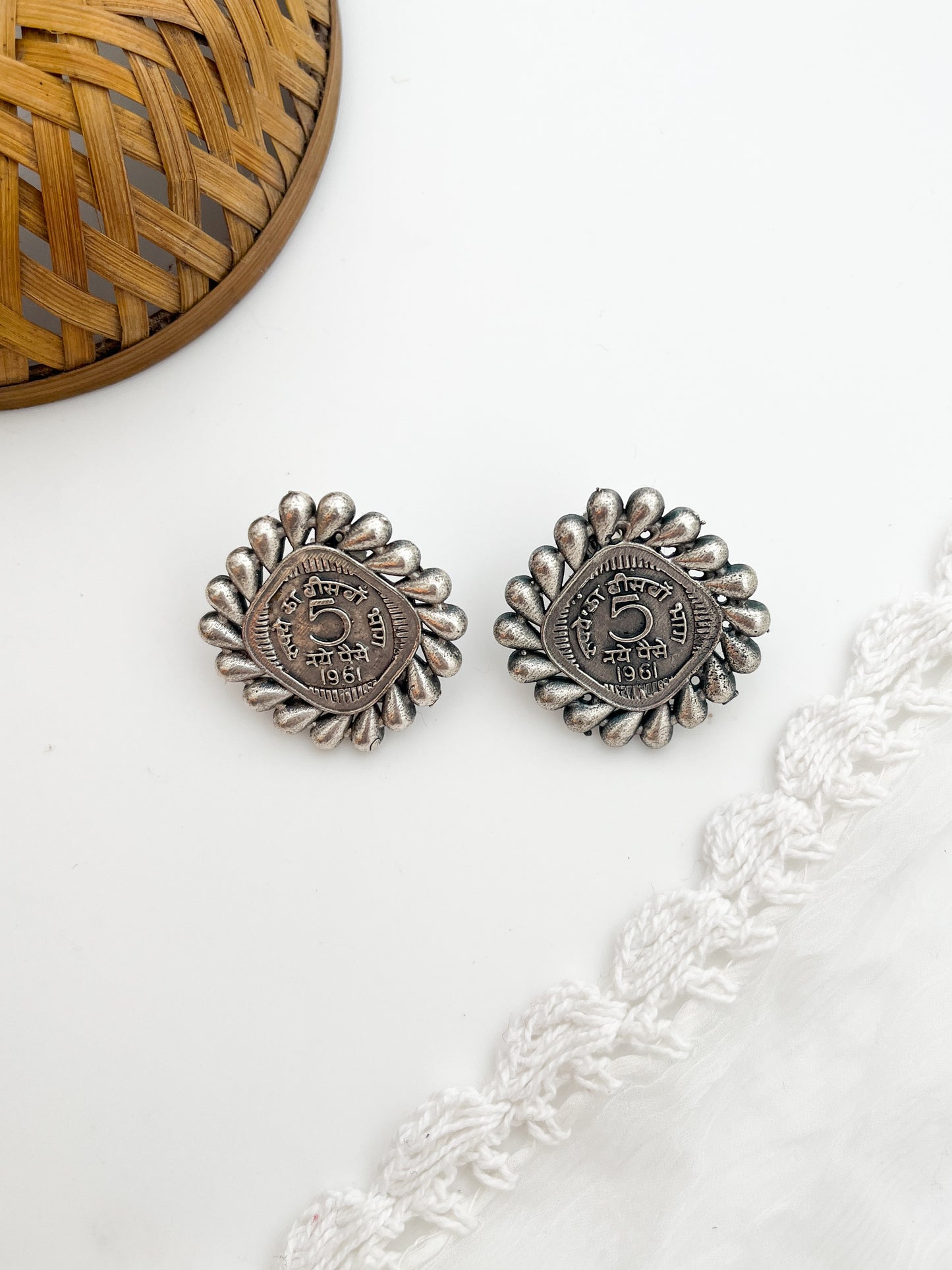 Rupay - German Silver Five Paise Coin Stud