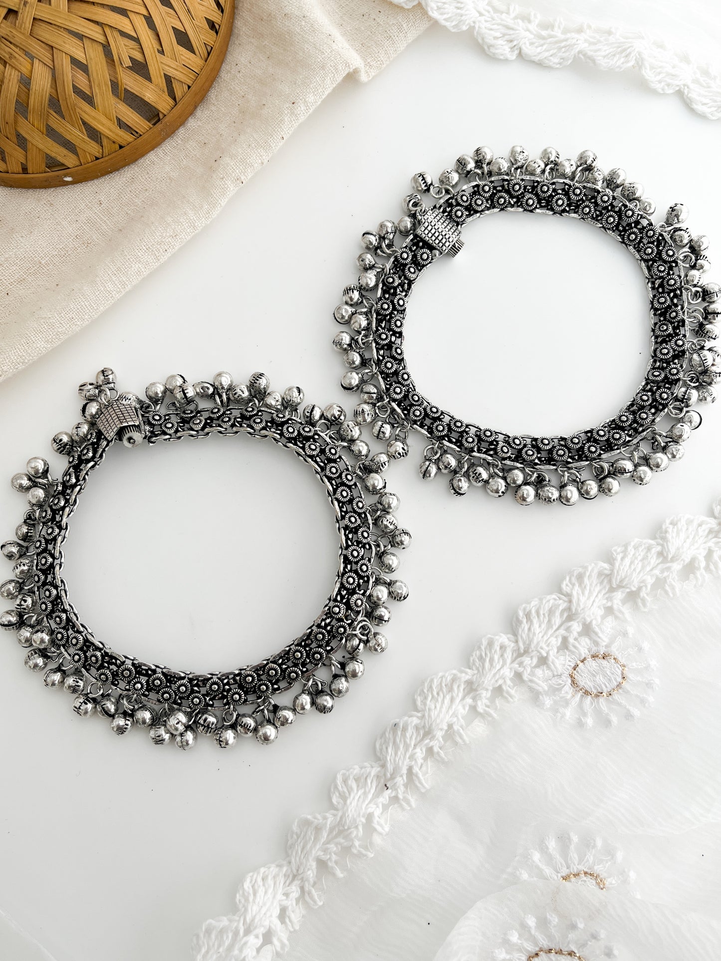Sawani - Silver Oxidised Ghungroo Anklets