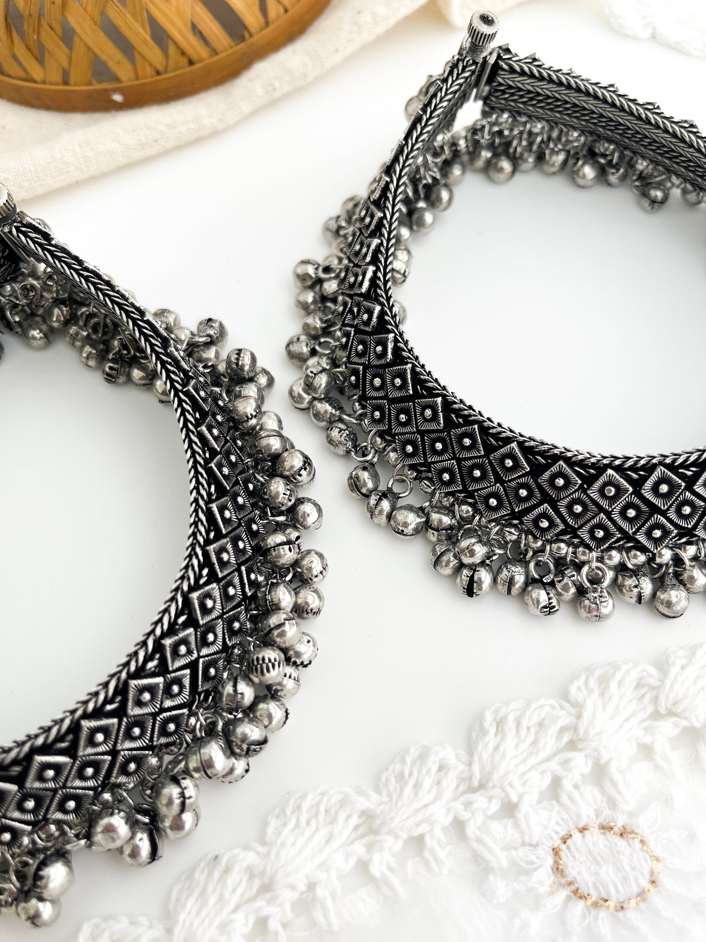 Sawariya - Silver Oxidised Ghungroo Anklets