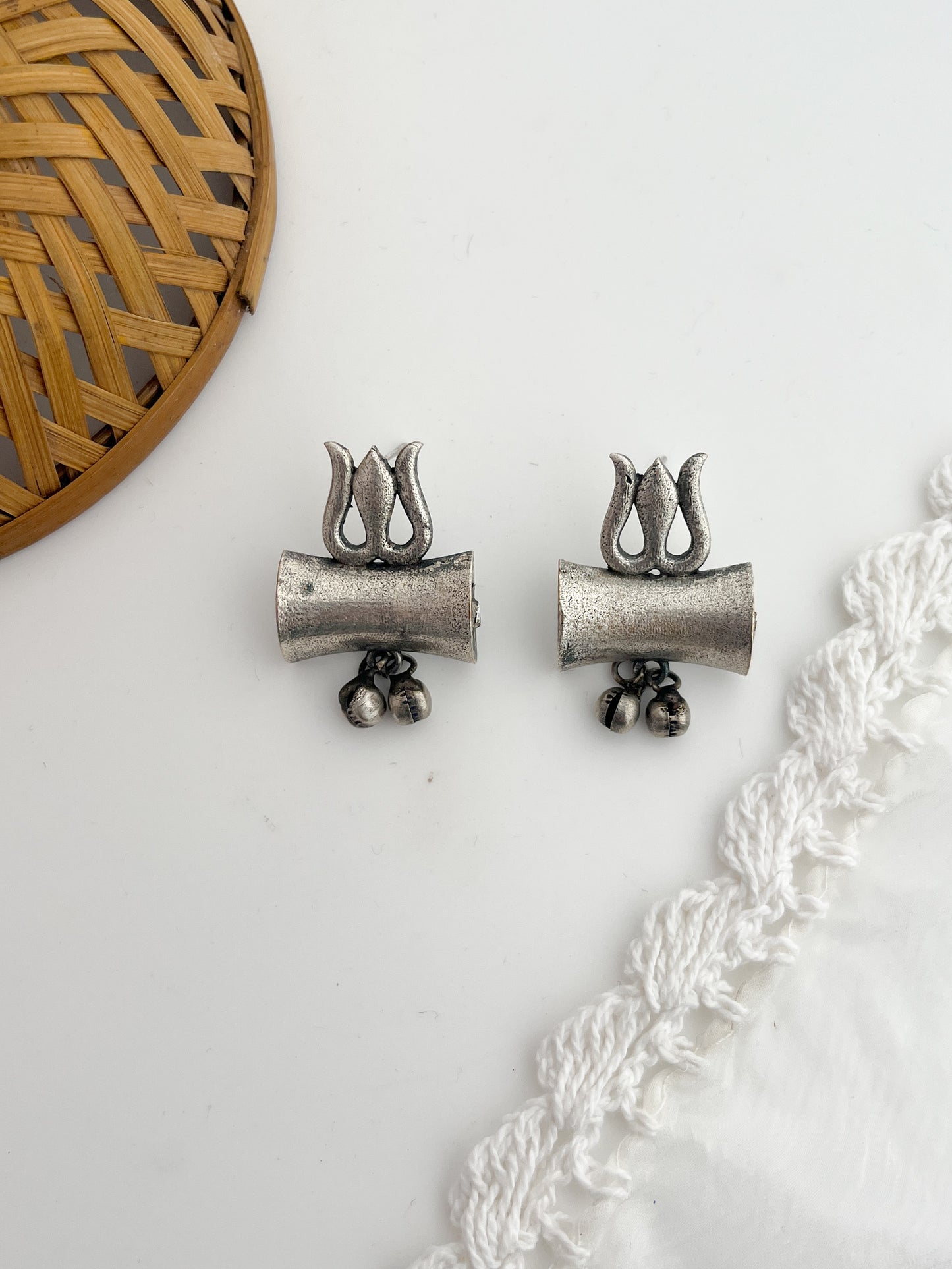 Shiv - German Silver Trishul Studs