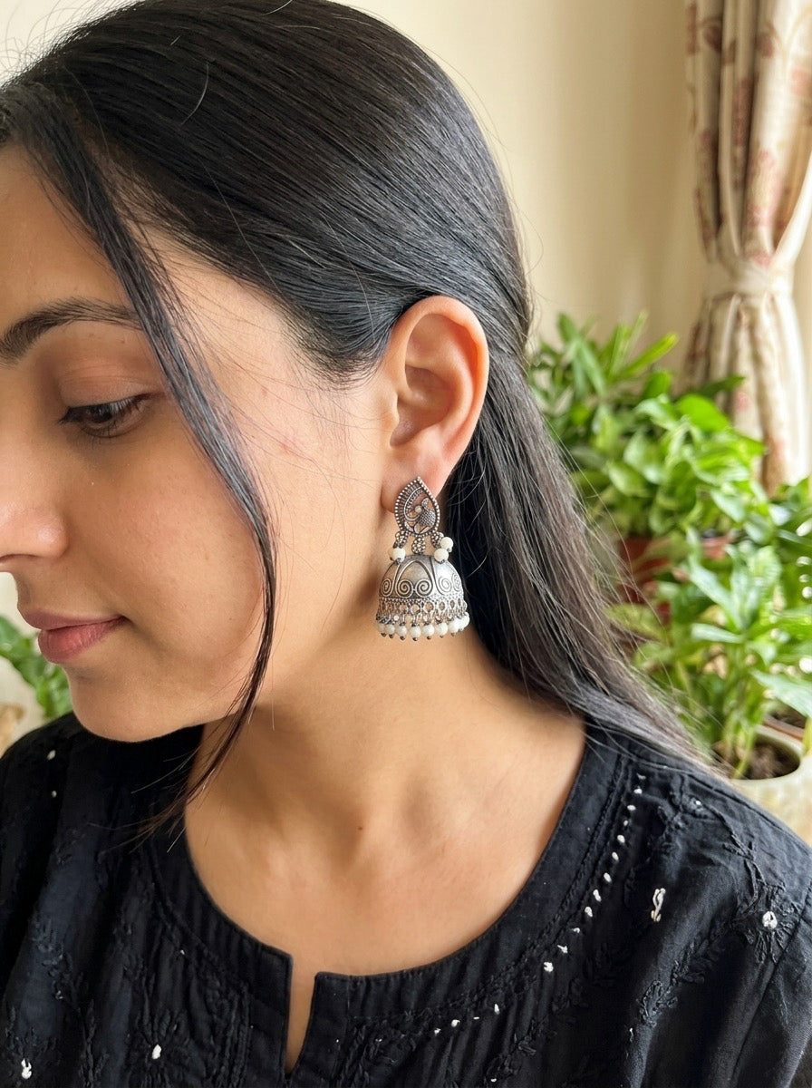 SHRISHTI - Brass With Silver Plating Jhumka