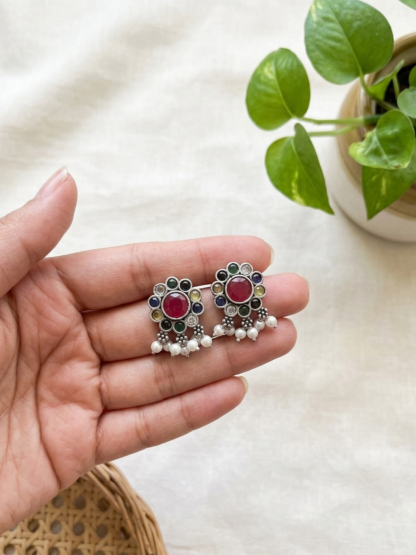 SHUBHA - German Silver Chocker With Earrings Multi