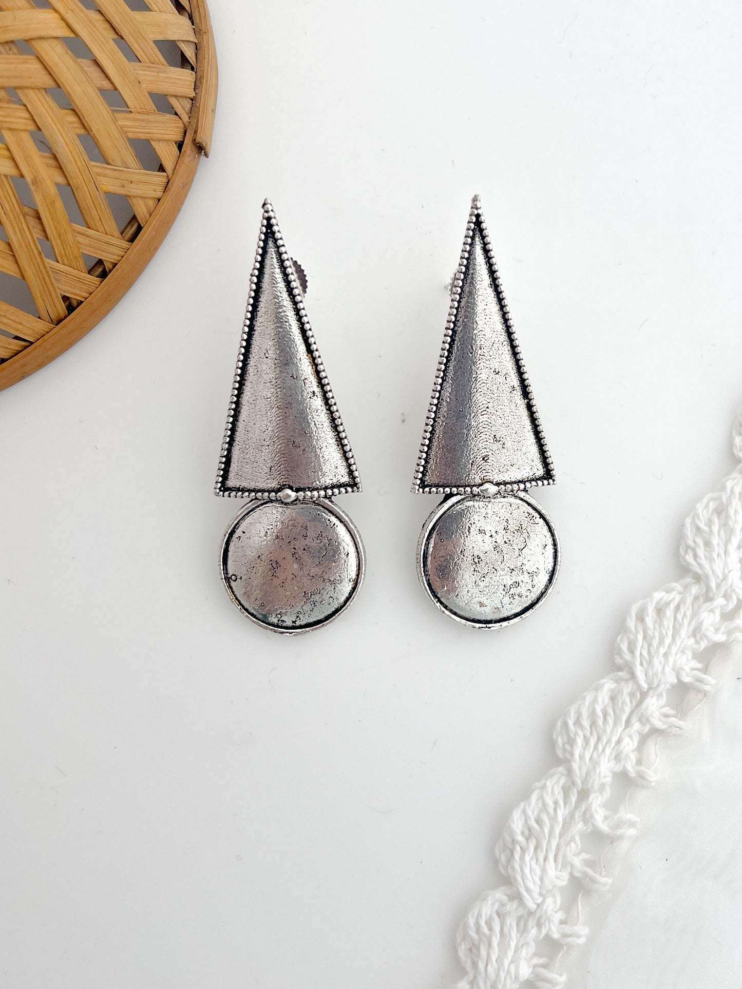 Trisha - German Silver Geometric Studs
