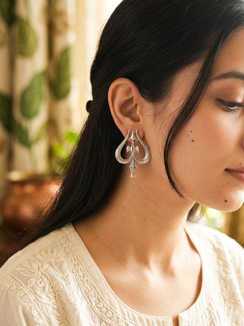 TRISHUL- German Silver Stud