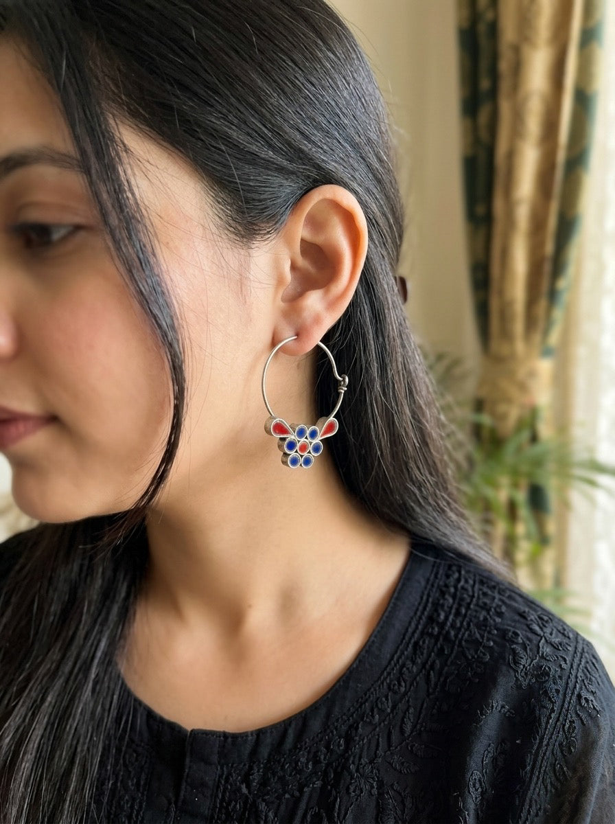 VIDHI- Afghani Glass Earring Blue Red