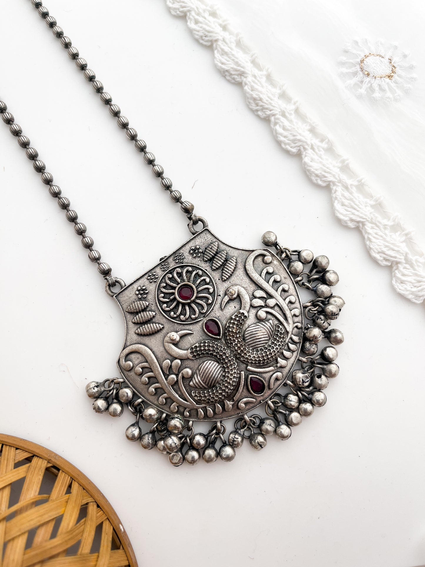 Vriti - Silver Oxidized Long Neckpiece