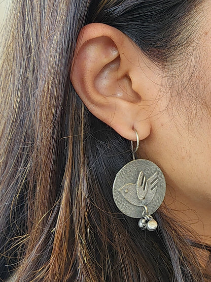 BALAMANI-Silver German Oxidized Drop Earring