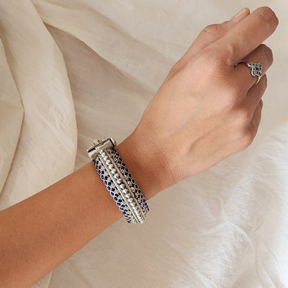 BANGLE- Blue Stone German Oxidized Kada Bangle