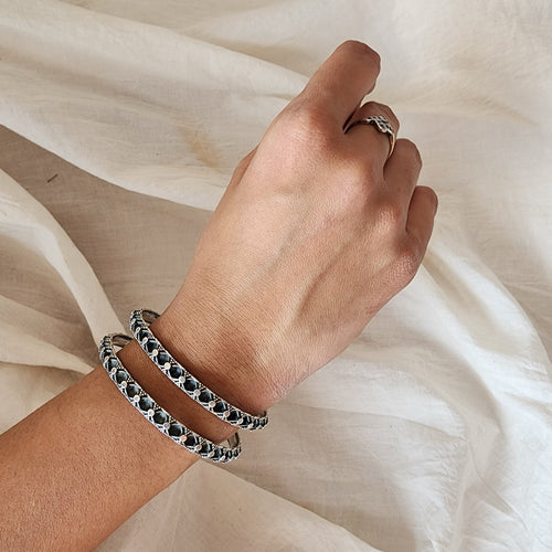 BANGLE-Silver German Oxidized  Bangle [Pack Of 2 Bangle]