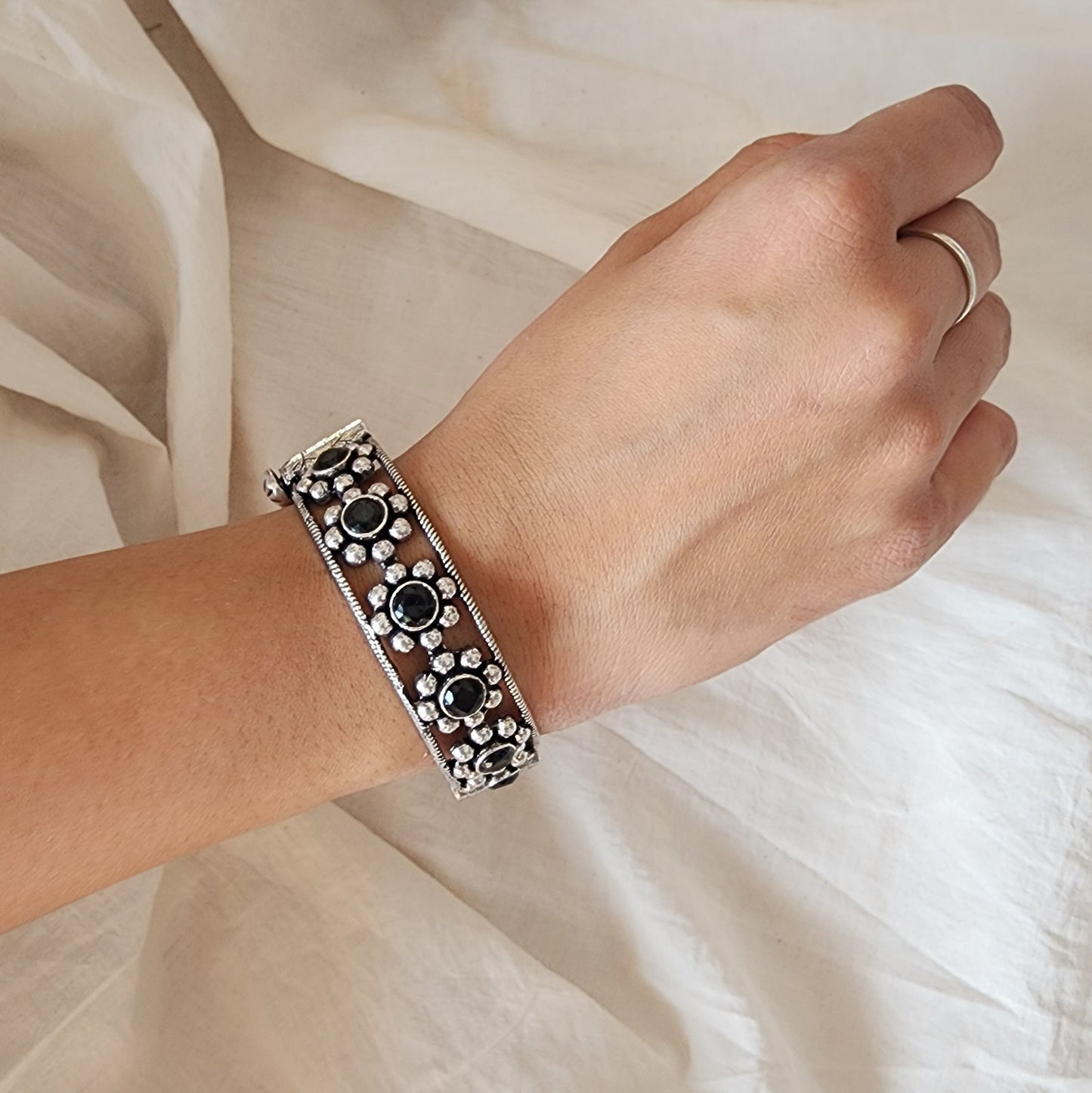 BANGLE- Black Stone German Oxidized Bangle