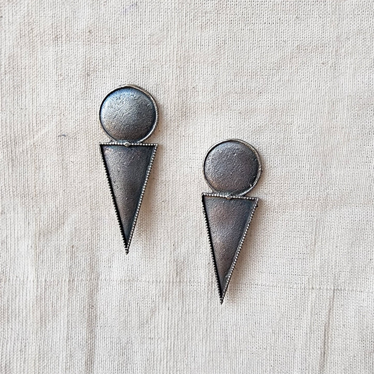 BALAMANI- Antique Silver Geometric German Oxidised Earrings