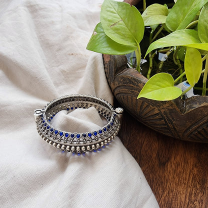 BANGLE- Blue Stone German Oxidized Kada Bangle
