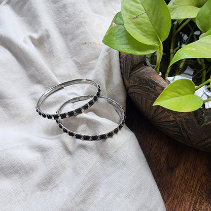 BANGLE-Silver German Oxidized  Bangle [Pack Of 2 Bangle]