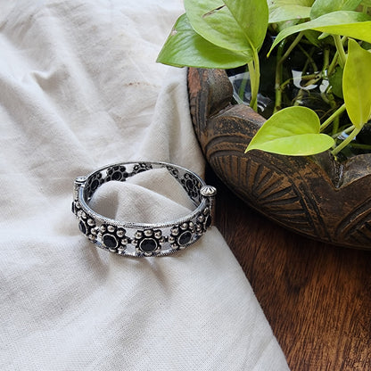 BANGLE- Black Stone German Oxidized Bangle