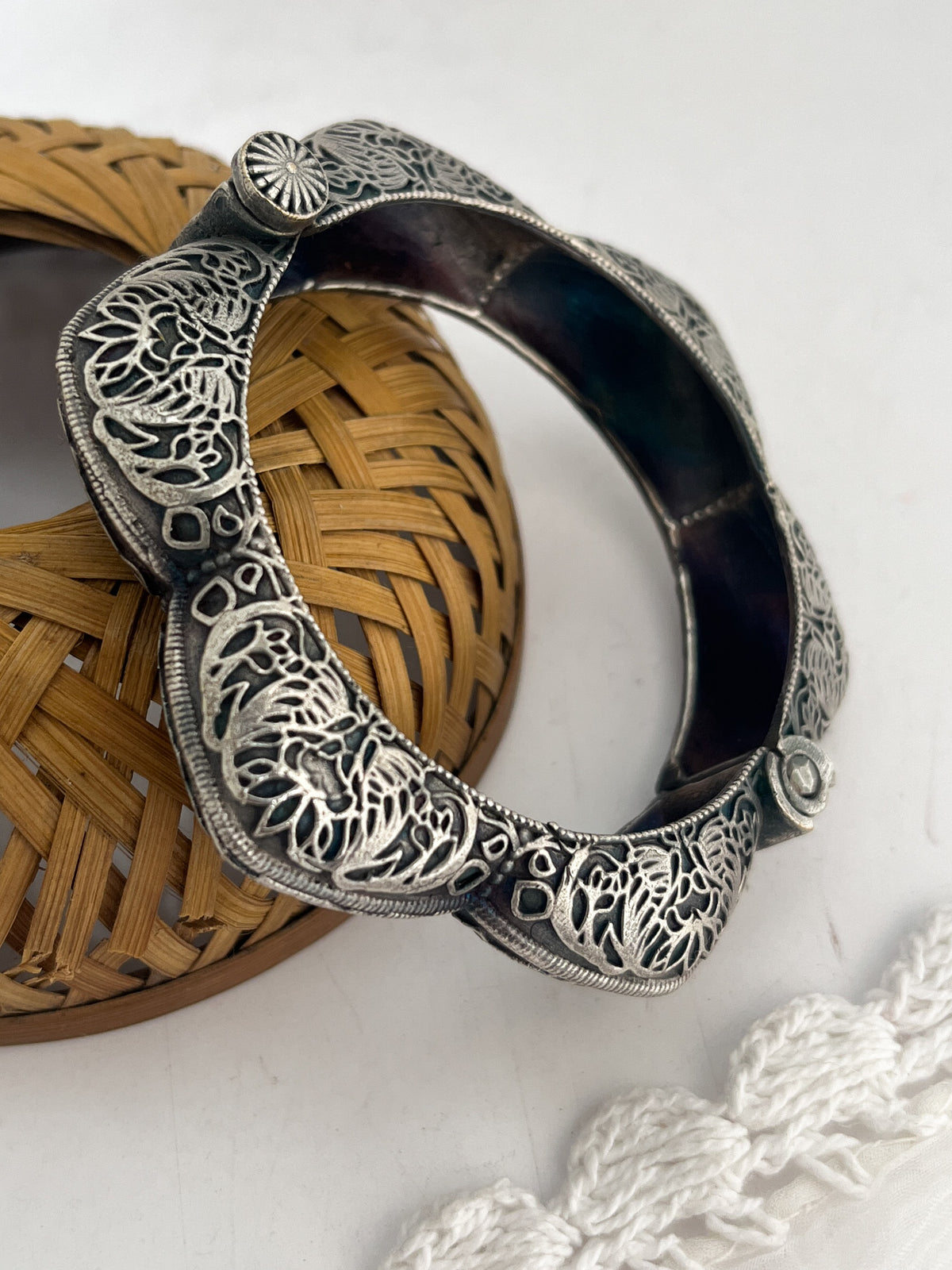 ABHILASHA - Brass Kada Bangle With Silver Plating